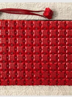 Mint Condition Vintage Cherry Red Plasticflex Clutch Purse 1940s